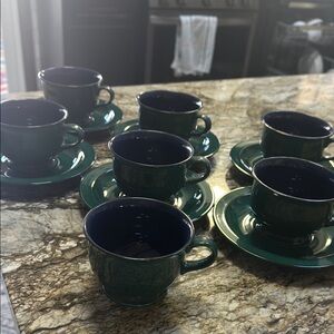 Mikasa Chromatic C8401 Emerald Green- 6 saucers 7 cups